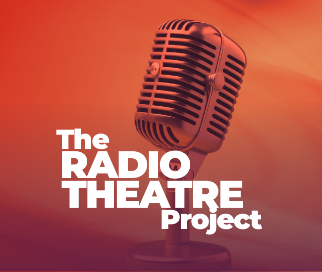 The Radio Theatre Project — vintage microphone on a red gradient background